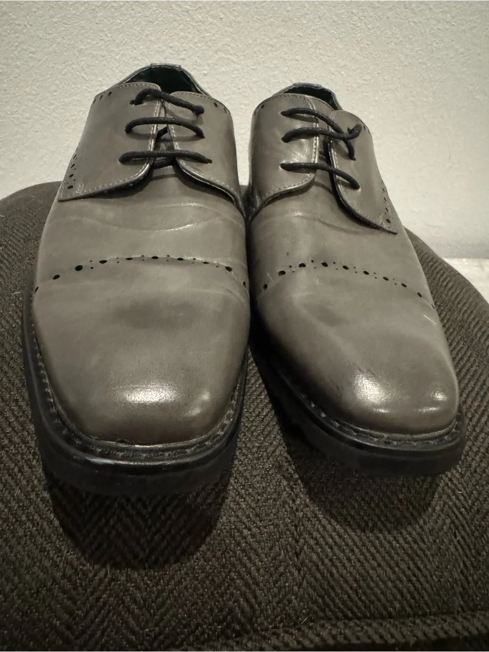 Todd Welsh Gray Leather Cap Toe Oxford Dress Shoes Men’s Size 10